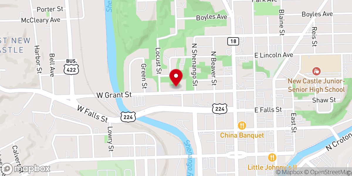 Map showing location of The Salvation Army of New Castle Worship and Service Center