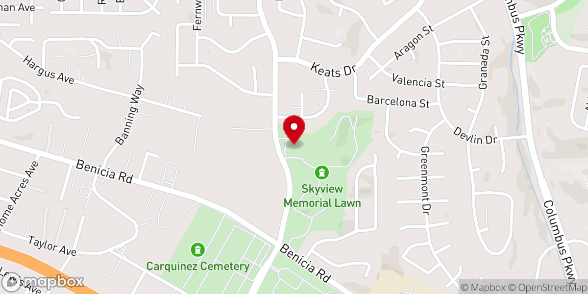 Map showing location of Skyview Memorial Lawn