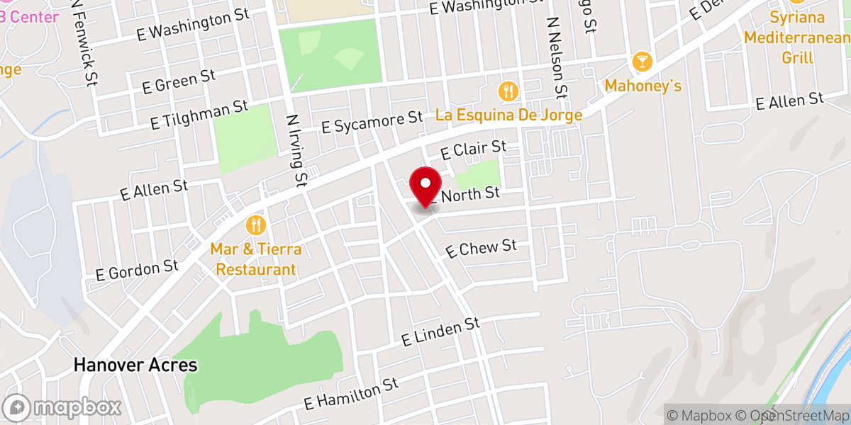 Map showing location of St. John's Evangelical Congregational Church