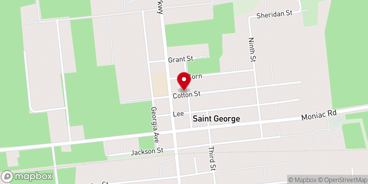 Map showing location of First Baptist Church St.George