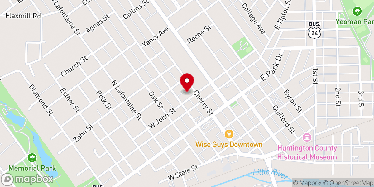 Map showing location of Huntington Catholic School