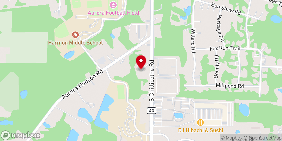 Map showing location of Hope Lutheran Church, Aurora, OH