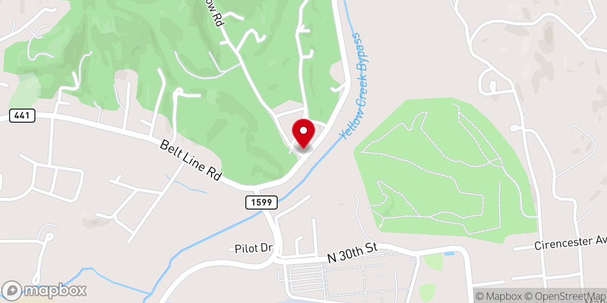 Map showing location of Dunlap Missionary Baptist Church