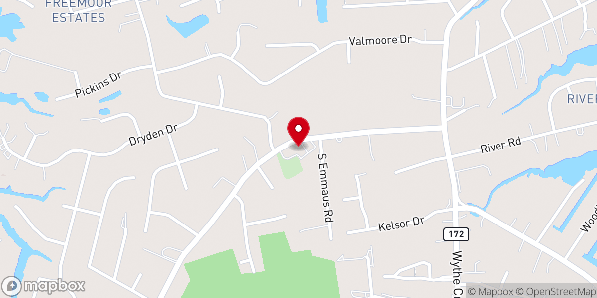 Map showing location of Emmaus Baptist Church