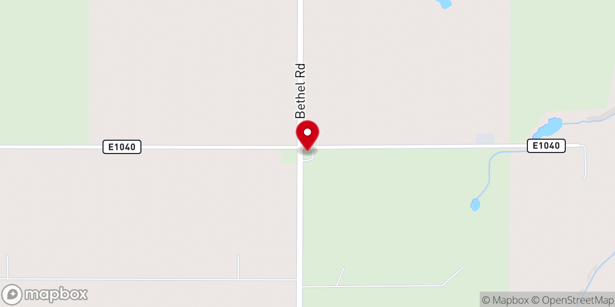 Map showing location of Bethel Church on Bethel Road