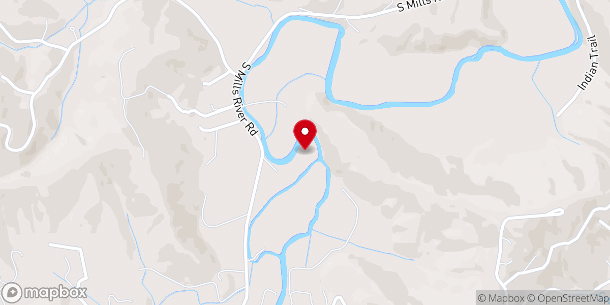Map showing location of Mills River Baptist Church