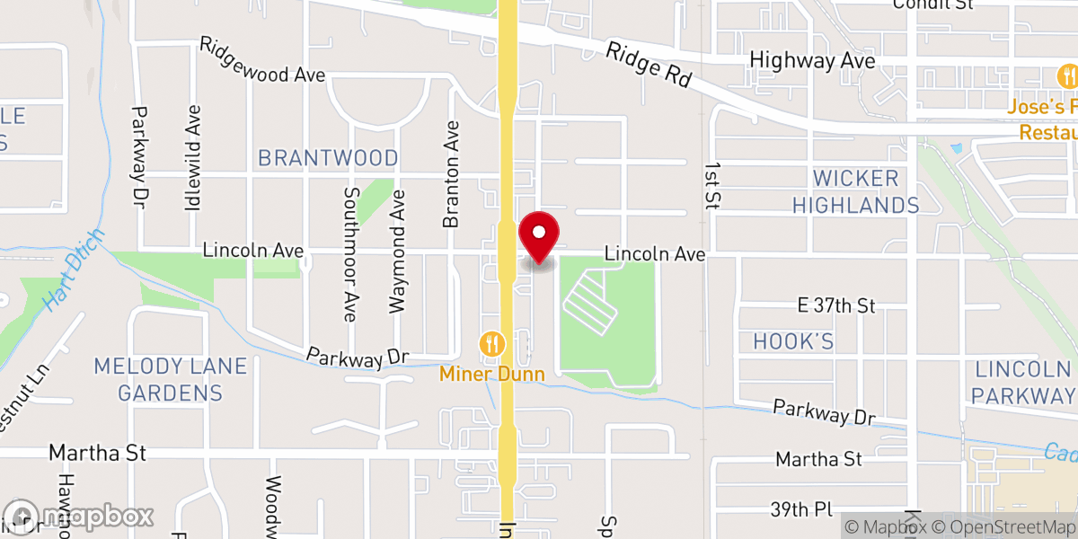 Map showing location of Lincoln Street Christian Church