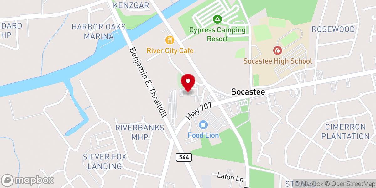 Map showing location of Socastee United Methodist Church