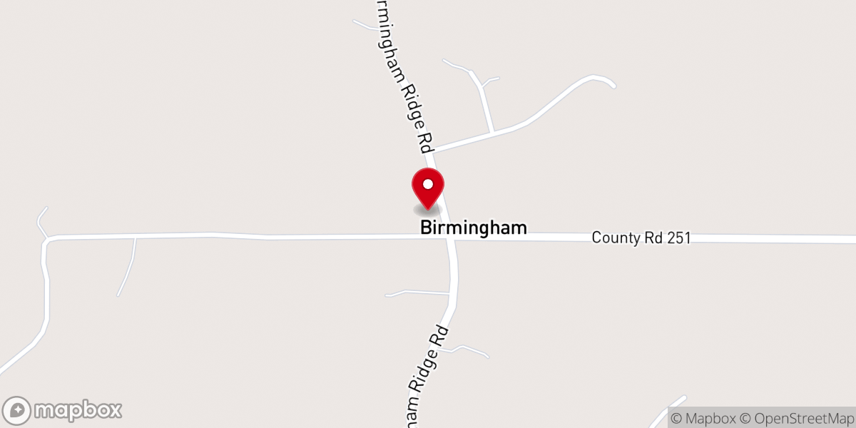 Map showing location of Birmingham Ridge Baptist Church