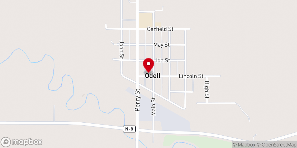 Map showing location of Odell Market