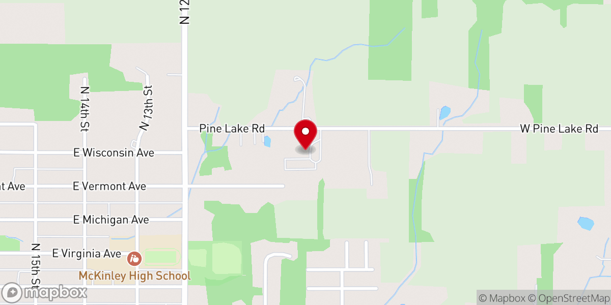 Map showing location of Pine Lake Christian Church