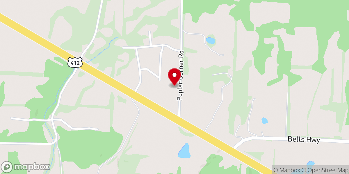 Map showing location of Poplar Corner Church