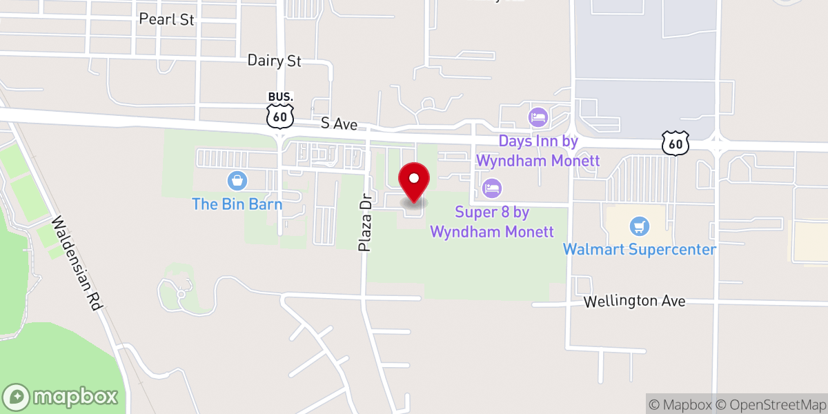 Map showing location of B&B Theatres Monett Plaza 8