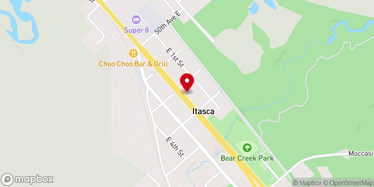 Map showing location of Itasca Presbyterian Church