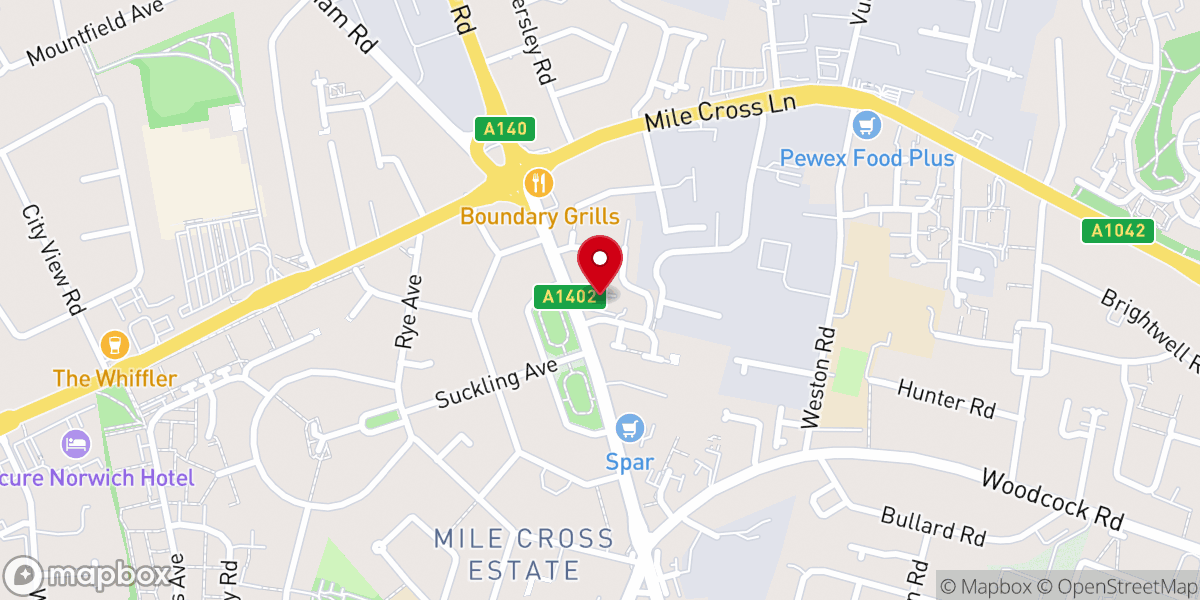 Map showing location of Mile Cross Methodist Church