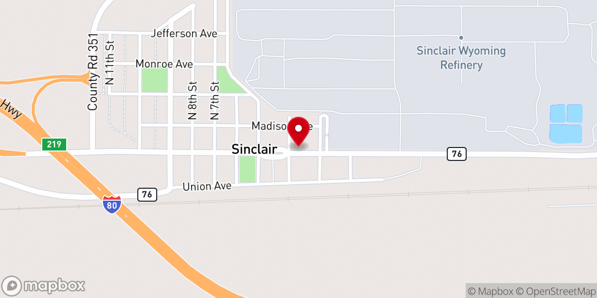 Map showing location of Sinclair Town Hall Police Department