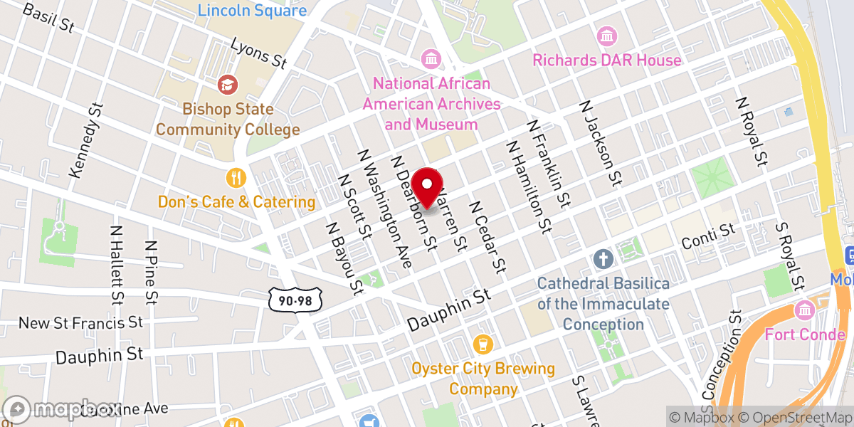 Map showing location of St Louis Street Baptist Church