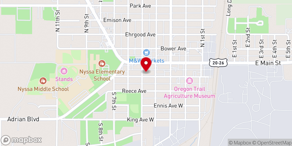 Map showing location of Nyssa Nazarene Church