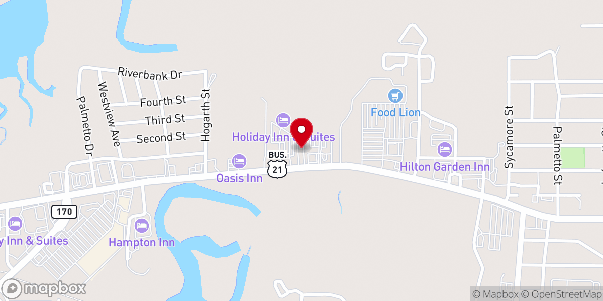 Map showing location of Beaufort/Hilton Head Korean Baptist Church