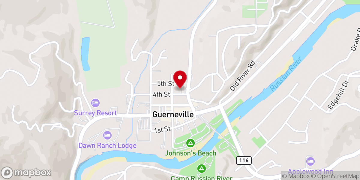Map showing location of Saint Hubert's Hall