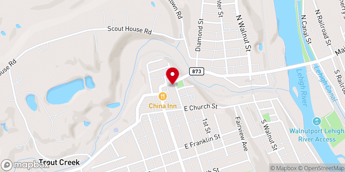 Map showing location of Slatington Baptist Church