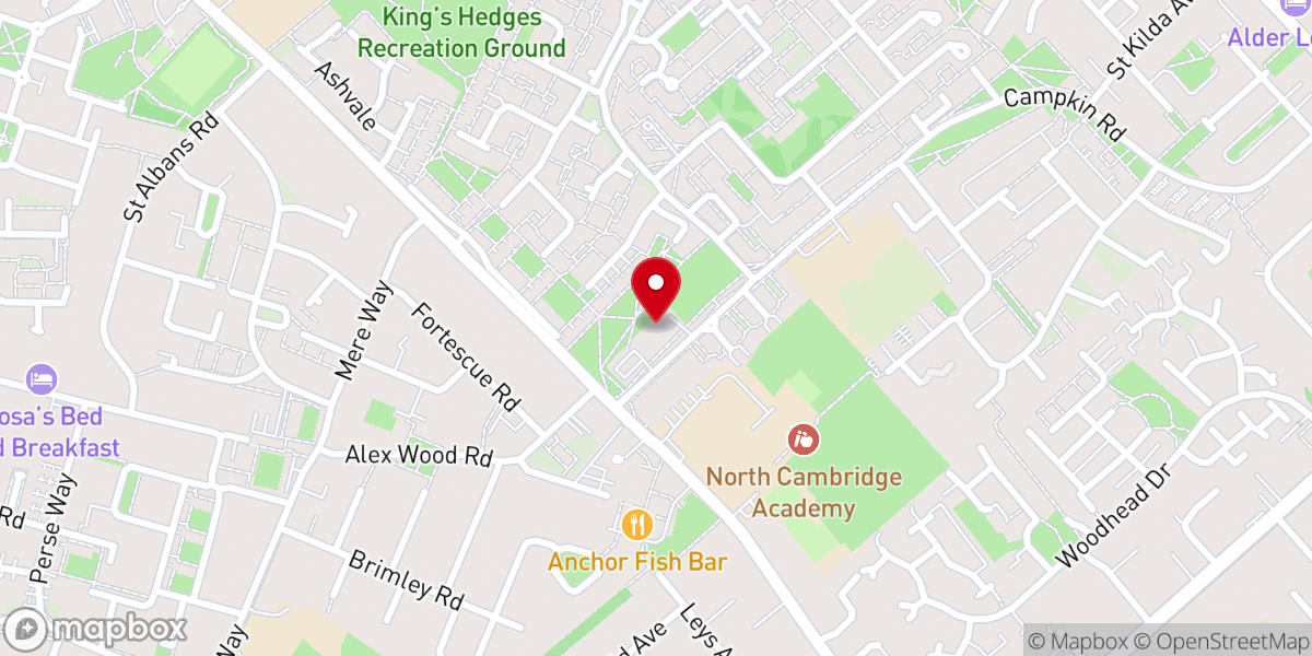 Map showing location of Arbury Community Church
