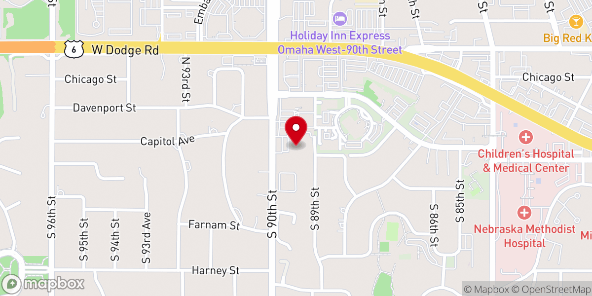 Map showing location of First Covenant Church of Omaha