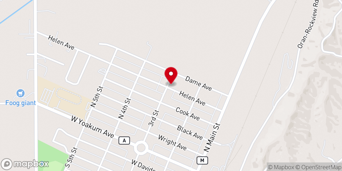 Map showing location of Bethel Assembly of God Chaffee Campus