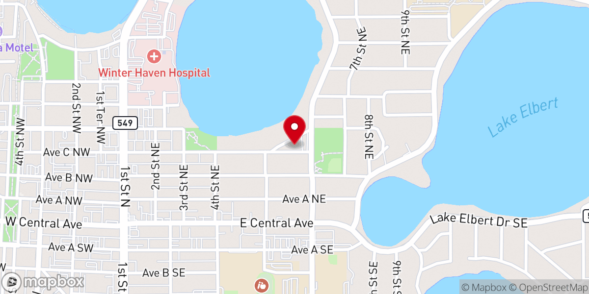 Map showing location of Winter Haven Christian Church
