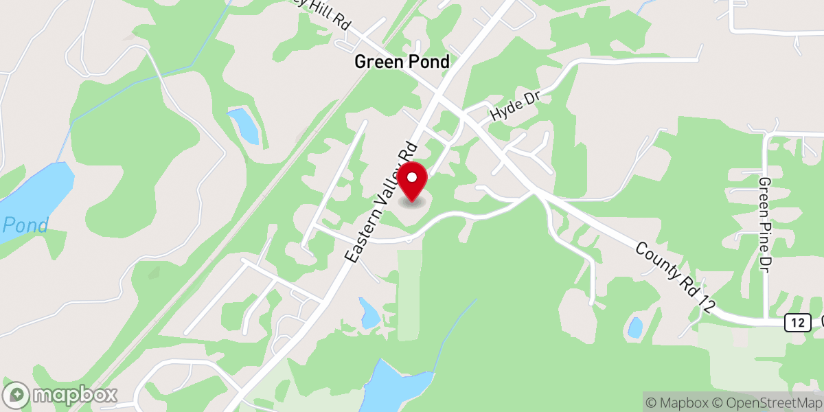 Map showing location of Green Pond Baptist Church