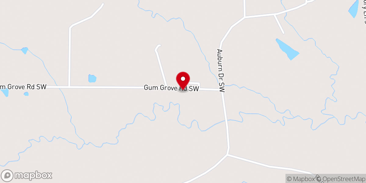 Map showing location of Gum Grove Baptist Church
