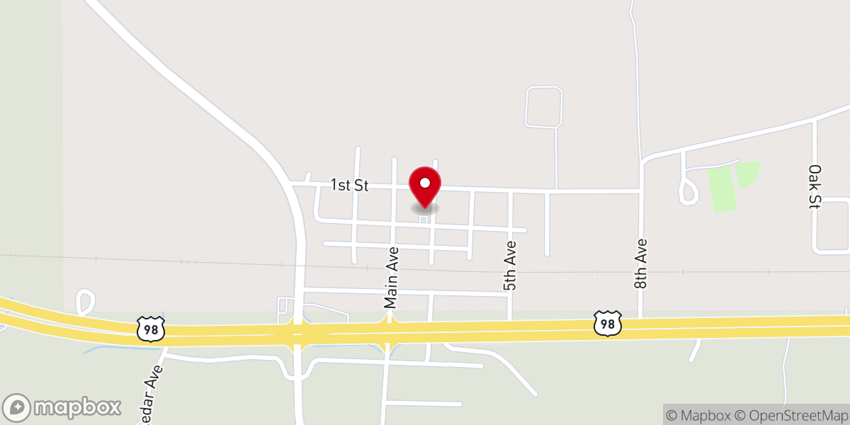 Map showing location of New Augusta City Hall