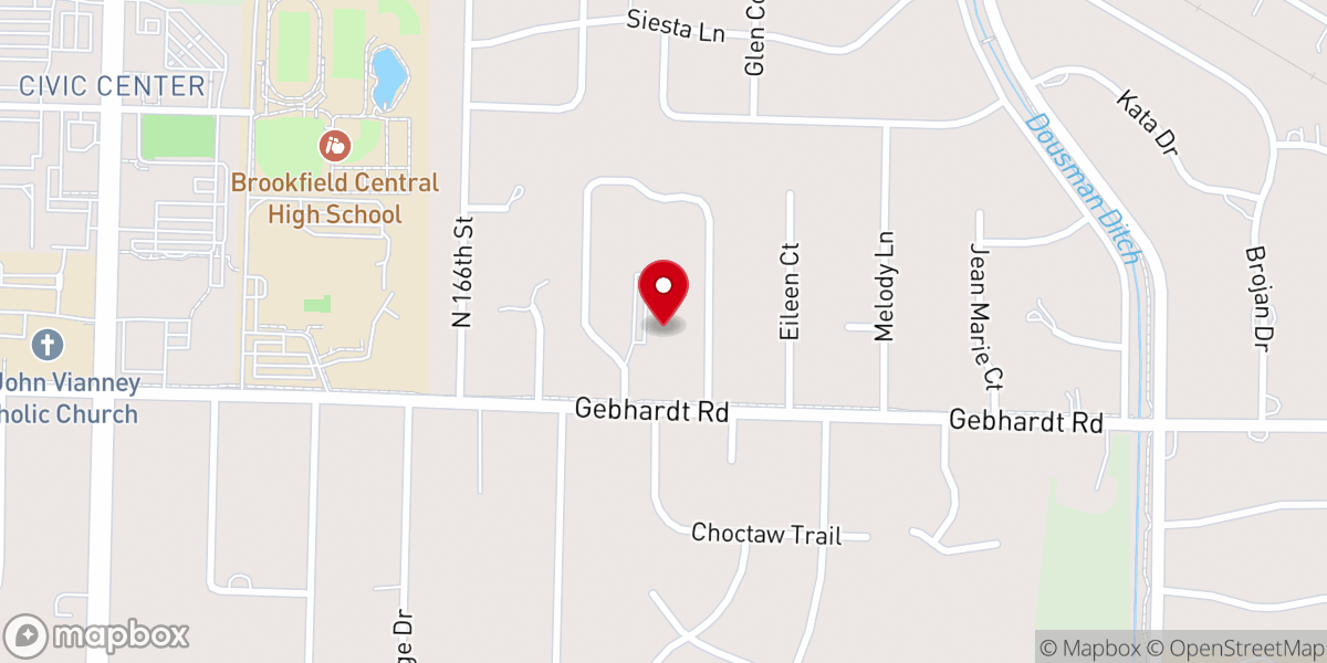 Map showing location of Brookfield Congregational Church