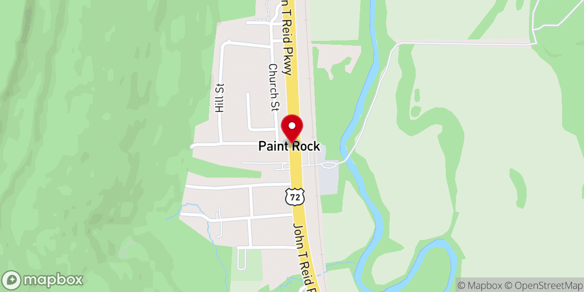 Map showing location of Paint Rock Missionary Baptist - Food Distribution Center