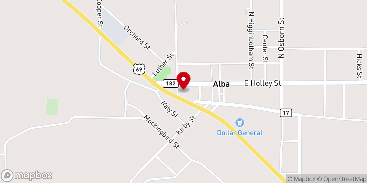 Map showing location of Church of Christ of Alba
