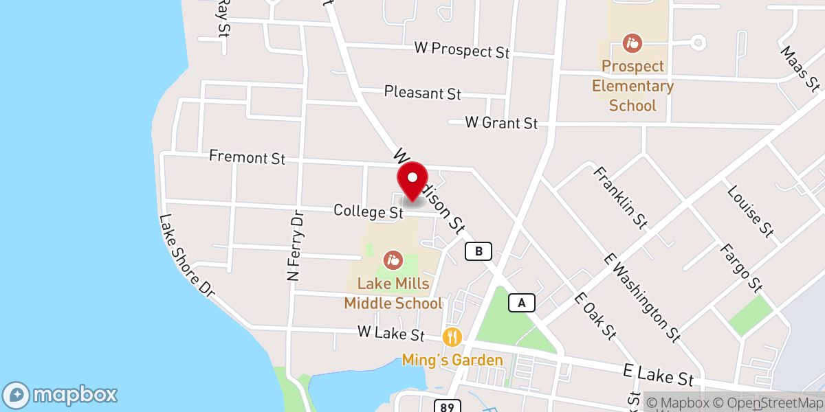 Map showing location of Lake Mills Moravian Church