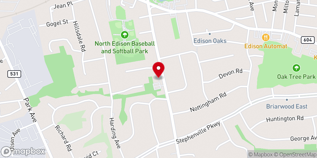 Map showing location of Oak Tree Presbyterian Church