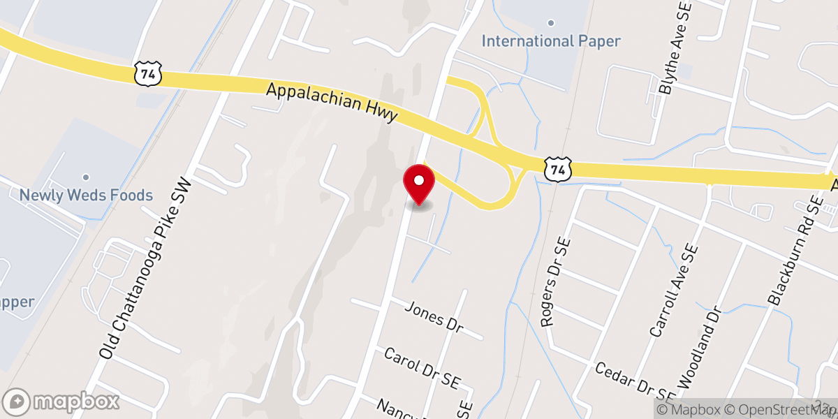 Map showing location of Blue Springs Church of God
