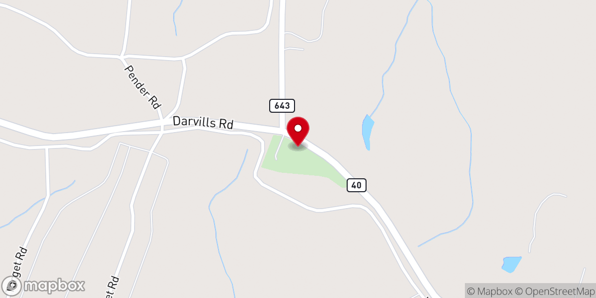 Map showing location of Butterwood United Methodist Church