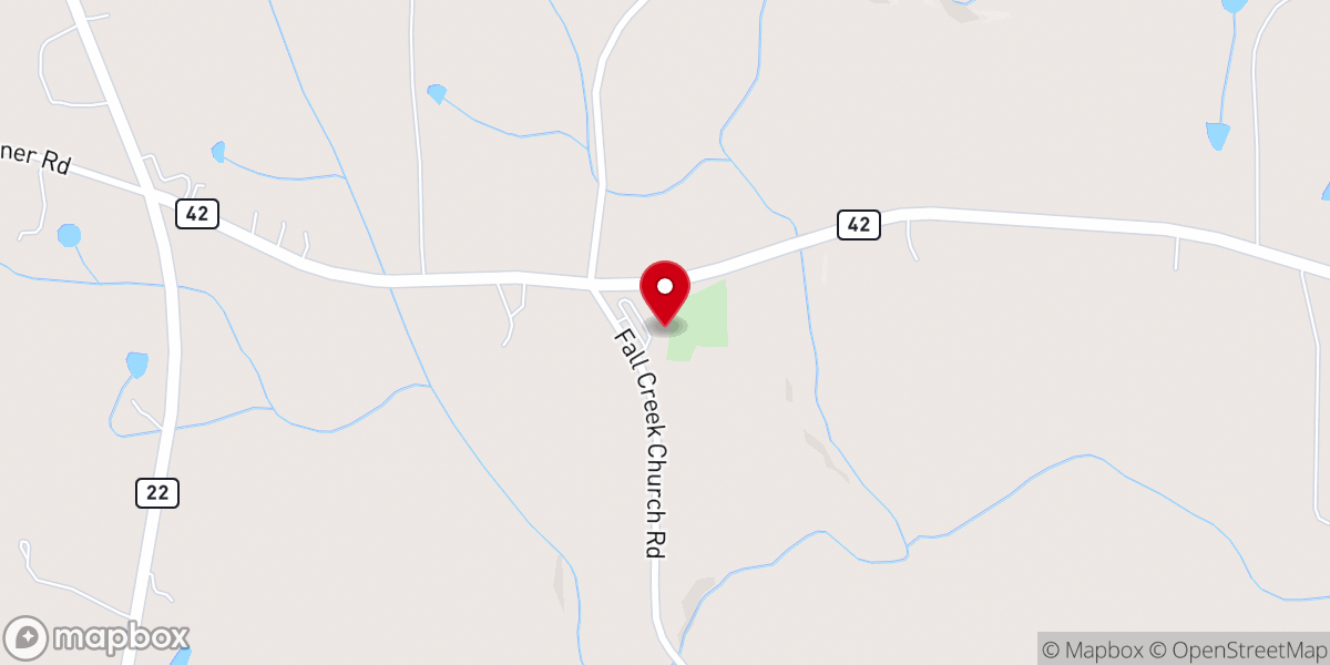 Map showing location of Fall Creek Baptist Church