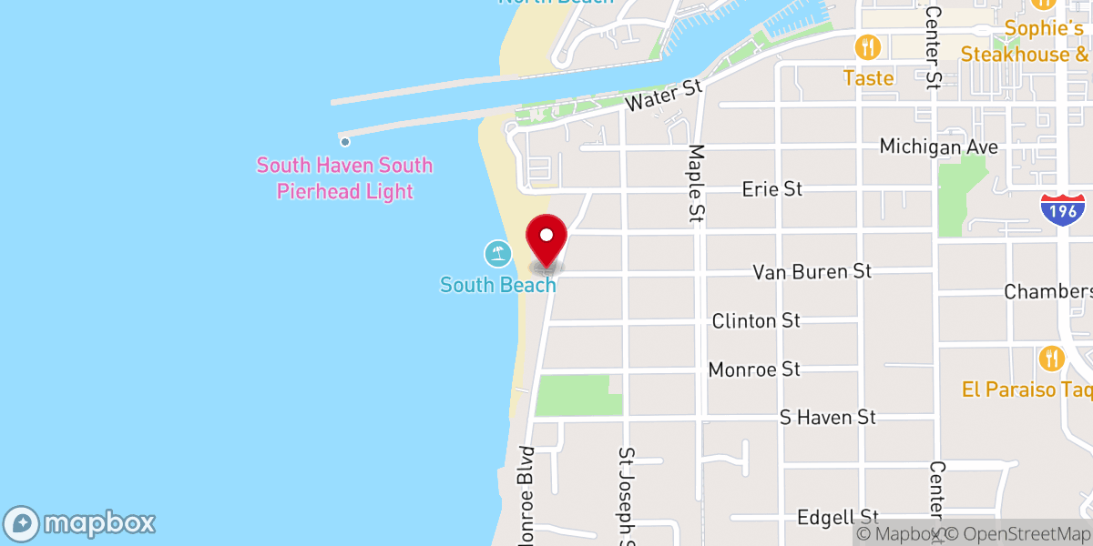 Map showing location of Van Buren St. Overlook and Beach Access