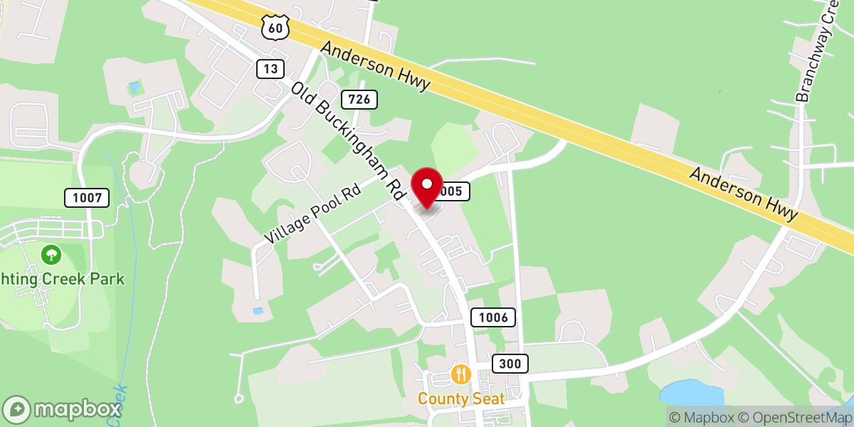 Map showing location of Coalition of Powhatan Churches