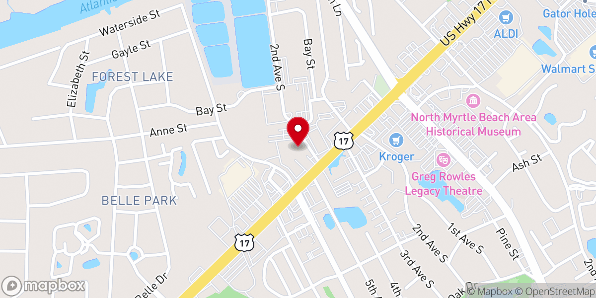 Map showing location of First Baptist Church North Myrtle Beach