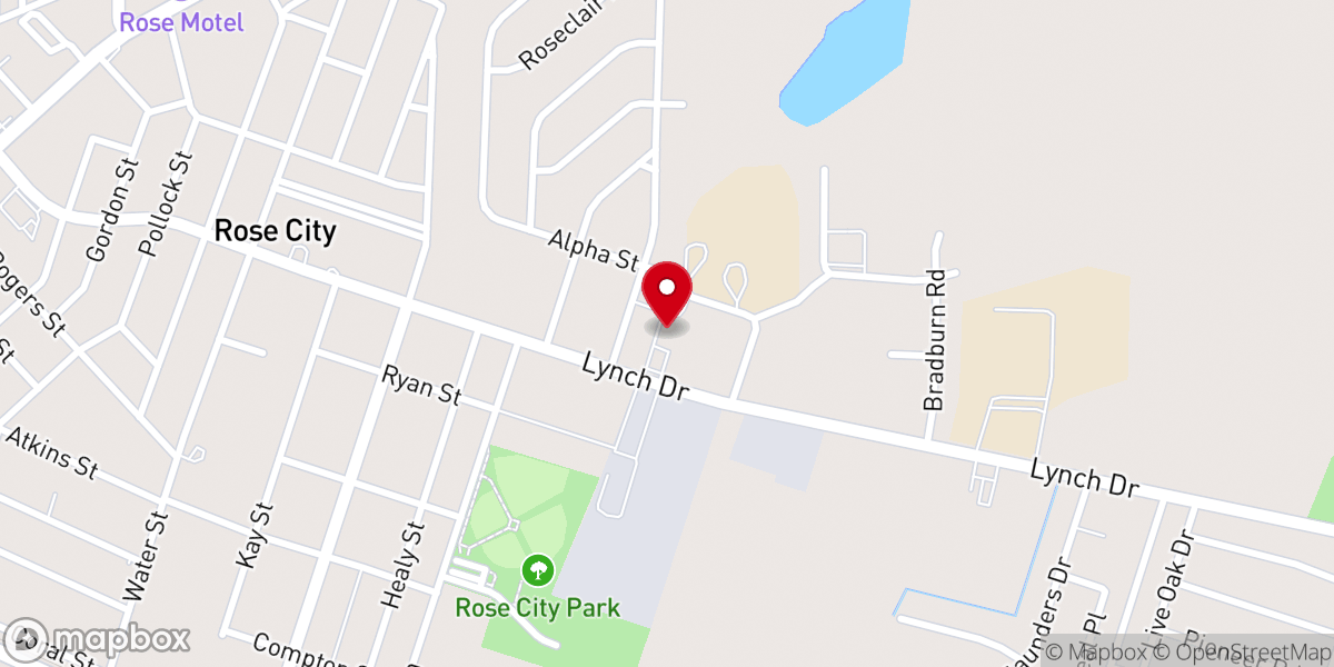 Map showing location of Rose City Community Church of Christ