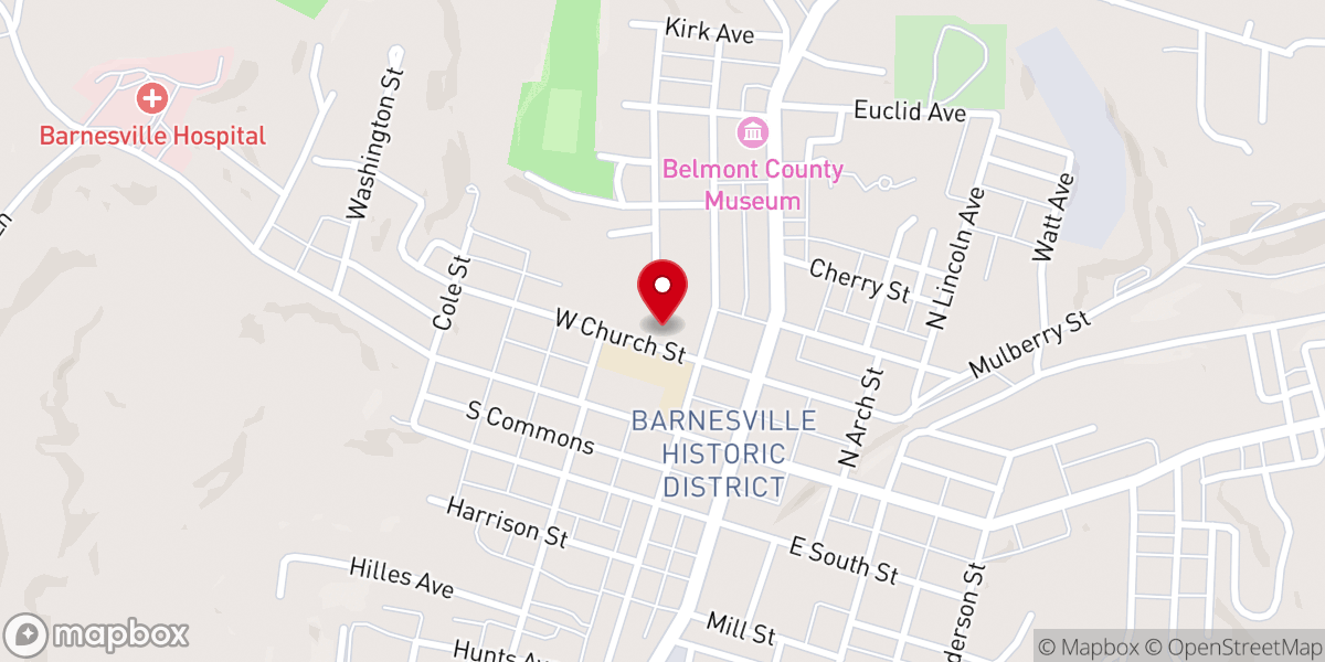 Map showing location of First Christian Church