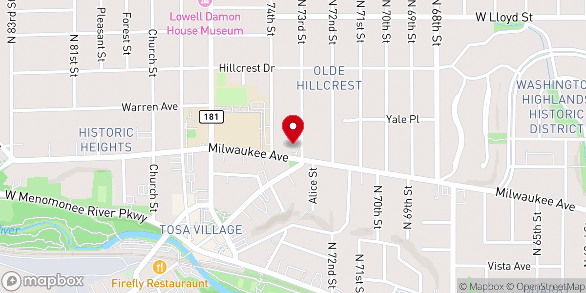Map showing location of Unity Center in Milwaukee