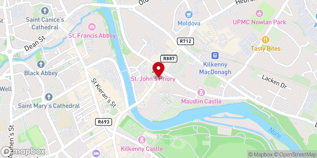 Map showing location of Langtons Hotel Kilkenny