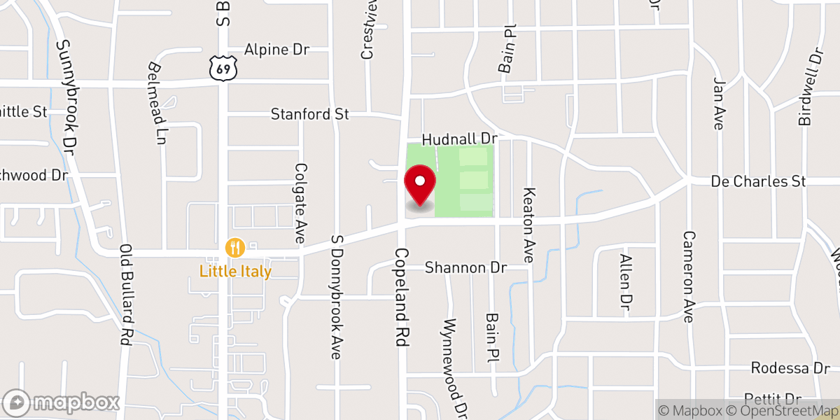 Map showing location of Southern Oakes Baptist Church Youth Center