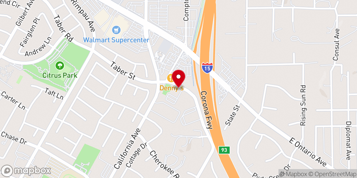 Map showing location of Corona Canyon Community Church