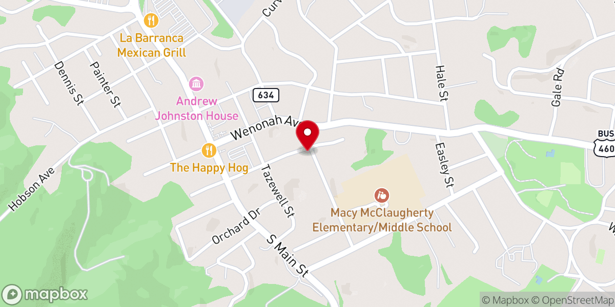Map showing location of Pearisburg church of Christ